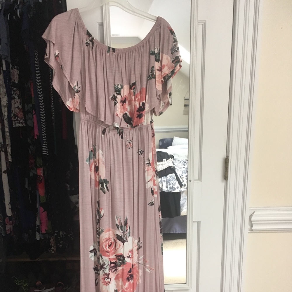 Sweet pea Floral Cold Shoulder Maxi